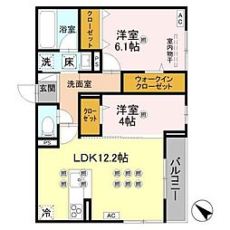 トリシアさくら 2LDKの間取図画像