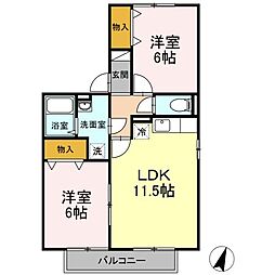 メゾン・ド・パルC 2LDKの間取図画像