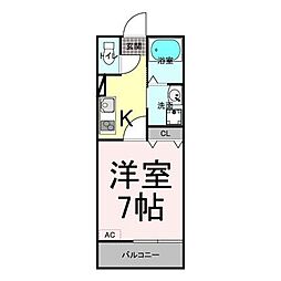 ローレルコート 1Kの間取図画像