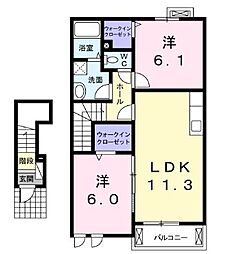 アルデーアB 2LDKの間取図画像