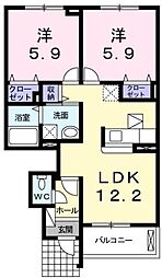 アンジュベル 2LDKの間取図画像