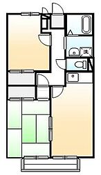 グランドール草戸2 2DKの間取図画像