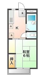 メゾンレスポワールC 1Kの間取図画像