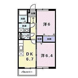 ピュアサンシャインA 2DKの間取図画像