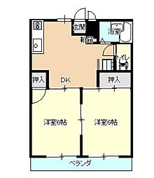 シティハイツ開陽 2DKの間取図画像