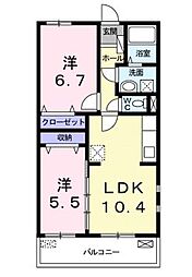 ブランシュB 2LDKの間取図画像