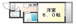 大福マンション2 1Kの間取図画像