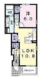 アビタシオンサンク 1LDKの間取図画像