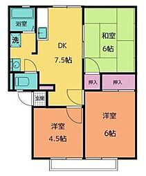 コーポラスさとうB 3DKの間取図画像