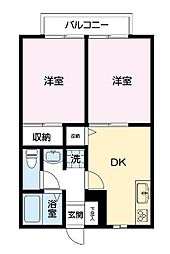 ドミール高橋B 2DKの間取図画像