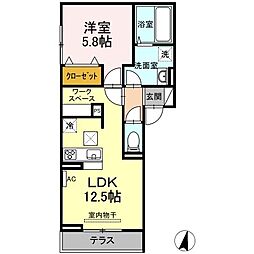 D-レジデンスE 1LDKの間取図画像