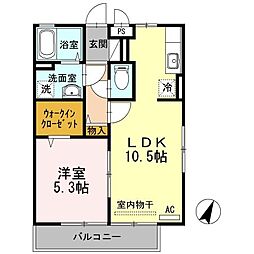 リファルジェント泉D 1LDKの間取図画像
