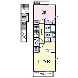 アルドーレB 1LDKの間取図画像