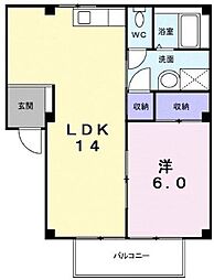シティハイツ藤沢 1LDKの間取図画像