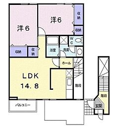 グランドソレーユB 2LDKの間取図画像