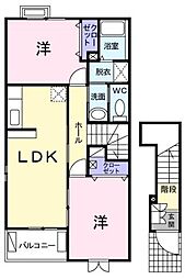 プリムローズ 2階2LDKの間取り