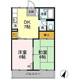 コーポ照田 1階2DKの間取り