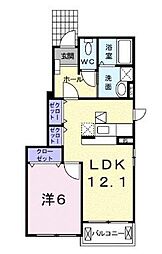 フォーゲルB 1階1LDKの間取り
