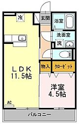 ローゼスポート港町　Ｂ棟 1階1LDKの間取り