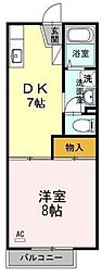 メゾンマキモト 2階1DKの間取り
