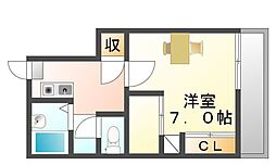 レオパレスコンフォート山手Ｂ 2階1Kの間取り