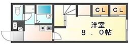 JR福塩線 道上駅 徒歩15分の賃貸アパート 1階1Kの間取り