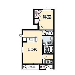 シャーメゾン神辺　Ｂ棟 1階1LDKの間取り