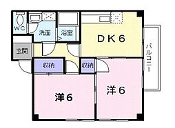 JR山陽本線 福山駅 徒歩27分の賃貸アパート 2階2DKの間取り