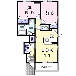 ブリエ・ルーチェ 1階2LDKの間取り