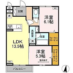 D-ROOMフィオーレ 2LDKの間取図画像