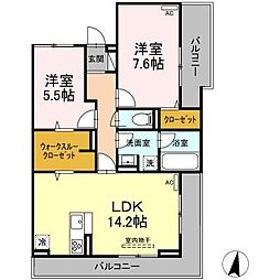 D-residence西町 2階2LDKの間取り