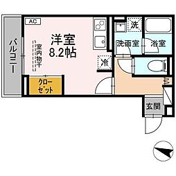 福山市西町1丁目アパート ワンルームの間取図画像