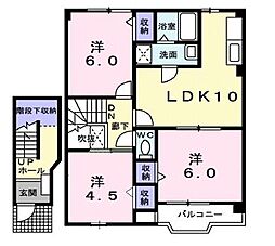 サンロード福山A 2階3LDKの間取り
