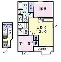 フローレンス御幸Ａ 2階2LDKの間取り