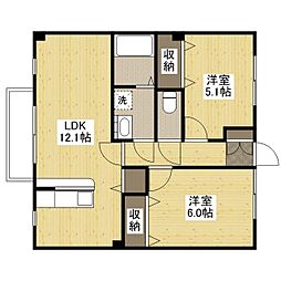 フォブール都 2階2LDKの間取り