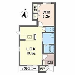 グリーンハウスＢ棟 1階1LDKの間取り