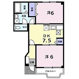 サンハイムD 2DKの間取図画像