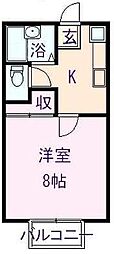 コーポスカイラーク 2階1Kの間取り