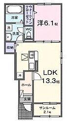 ロッソ・コルサI 1階1LDKの間取り