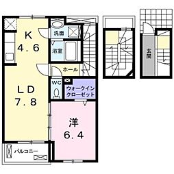 オーリジェール 3階1LDKの間取り