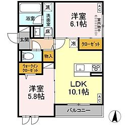 D-residence吉津 2LDKの間取図画像