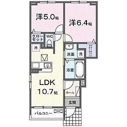 ロイセレストA 2LDKの間取図画像