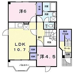 サンハイムD 2LDKの間取図画像