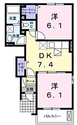 ベラカーネ 2DKの間取図画像