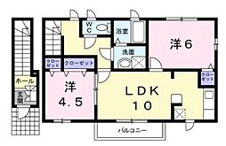 中土井ロングハイツ 2LDKの間取図画像