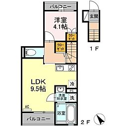 PinetreeB 1LDKの間取図画像