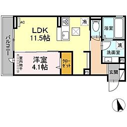D-room椿 1LDKの間取図画像