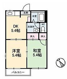 コーポくわだC 1LDKの間取図画像
