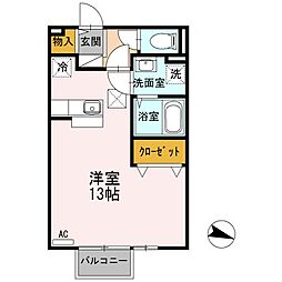 クレドール東尾道 ワンルームの間取図画像