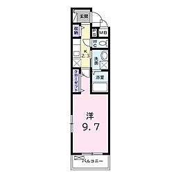 ベルセゾン 1Kの間取図画像